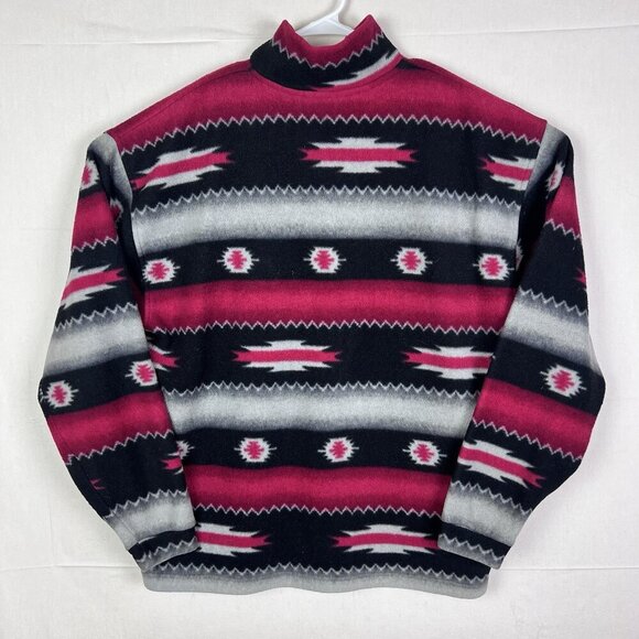 Wrangler Aztec Western Blanket Fleece 1/4 Zip Pullover Size Large Southwest - Picture 10 of 14